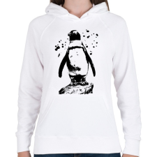PRINTFASHION pingvin rajz - Női kapucnis pulóver - Fehér női pulóver, kardigán
