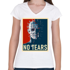 PRINTFASHION Pinhead No tearas - Női V-nyakú póló - Fehér női póló