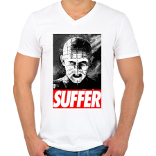 PRINTFASHION Pinhead Suffer - Férfi V-nyakú póló - Fehér férfi póló