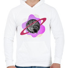 PRINTFASHION Pink cat planet - Férfi kapucnis pulóver - Fehér női pulóver, kardigán