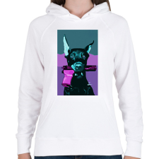 PRINTFASHION Pink gun - Női kapucnis pulóver - Fehér női pulóver, kardigán