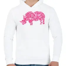 PRINTFASHION Pink orrszarvú - Férfi kapucnis pulóver - Fehér férfi pulóver, kardigán