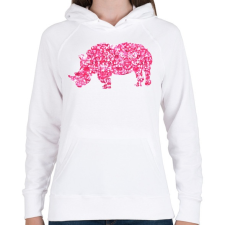 PRINTFASHION Pink orrszarvú - Női kapucnis pulóver - Fehér női pulóver, kardigán