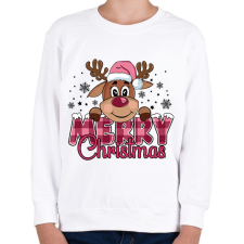 PRINTFASHION Pink rénszarvas - Gyerek pulóver - Fehér gyerek pulóver, kardigán