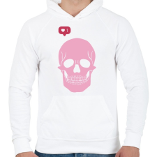 PRINTFASHION PInk Skull - Férfi kapucnis pulóver - Fehér férfi pulóver, kardigán