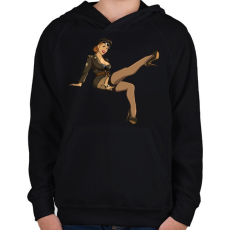 PRINTFASHION Pinup Army - Gyerek kapucnis pulóver - Fekete