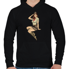 PRINTFASHION Pinup Salute - Férfi kapucnis pulóver - Fekete férfi pulóver, kardigán