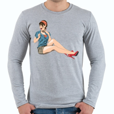 PRINTFASHION Pinup Wink - Férfi hosszú ujjú póló - Sport szürke férfi póló