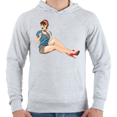 PRINTFASHION Pinup Wink - Férfi kapucnis pulóver - Sport szürke