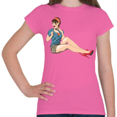 PRINTFASHION Pinup Wink - Női póló - Rózsaszín