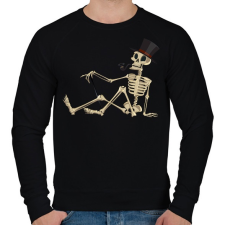 PRINTFASHION Pipás csontváz - Férfi pulóver - Fekete férfi pulóver, kardigán