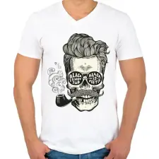 PRINTFASHION Pipázó Hipster - Férfi V-nyakú póló - Fehér férfi póló