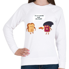 PRINTFASHION Pirítós fenyegetés - Női pulóver - Fehér női pulóver, kardigán