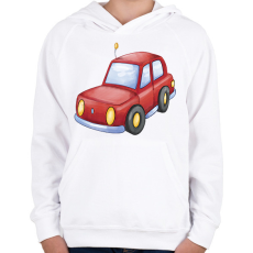 PRINTFASHION Piros autó - Gyerek kapucnis pulóver - Fehér