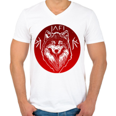 PRINTFASHION piros farkas - Férfi V-nyakú póló - Fehér
