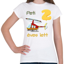 PRINTFASHION Piros helikopter - Névvel, számmal - Női póló - Fehér női póló