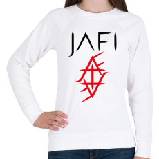 PRINTFASHION piros jellel spékelt jafi - Női pulóver - Fehér