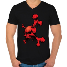 PRINTFASHION piros koponya - Férfi V-nyakú póló - Fekete férfi póló