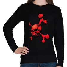 PRINTFASHION piros koponya - Női pulóver - Fekete női pulóver, kardigán