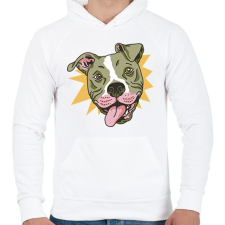 PRINTFASHION Pitbull - Férfi kapucnis pulóver - Fehér férfi pulóver, kardigán