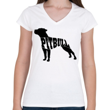 PRINTFASHION Pitbull - Női V-nyakú póló - Fehér női póló