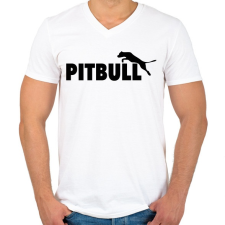 PRINTFASHION Pitbull paródia - Férfi V-nyakú póló - Fehér férfi póló