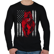 PRINTFASHION Pitbull zászló - Férfi hosszú ujjú póló - Fekete férfi póló