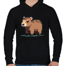 PRINTFASHION pixel capybara - Férfi kapucnis pulóver - Fekete
