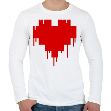 PRINTFASHION Pixel love - Férfi hosszú ujjú póló - Fehér férfi póló