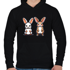 PRINTFASHION pixel nyuszik - Férfi kapucnis pulóver - Fekete