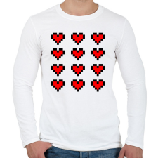 PRINTFASHION Pixel szívek - Férfi hosszú ujjú póló - Fehér férfi póló