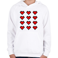 PRINTFASHION Pixel szívek - Gyerek kapucnis pulóver - Fehér