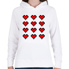 PRINTFASHION Pixel szívek - Női kapucnis pulóver - Fehér női pulóver, kardigán