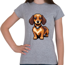 PRINTFASHION pixel tacskó #2 - Női póló - Sport szürke női póló