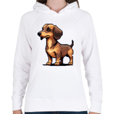 PRINTFASHION pixel tacskó - Női kapucnis pulóver - Fehér