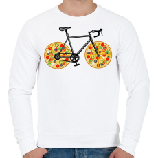 PRINTFASHION Pizza bicikli - Férfi pulóver - Fehér