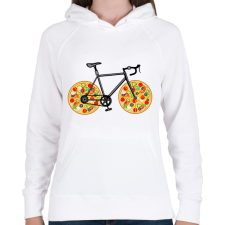 PRINTFASHION Pizza bicikli - Női kapucnis pulóver - Fehér női pulóver, kardigán