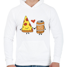 PRINTFASHION Pizza és sör - Férfi kapucnis pulóver - Fehér