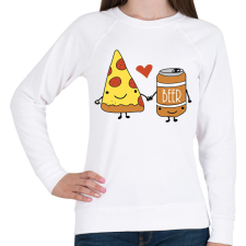 PRINTFASHION Pizza és sör - Női pulóver - Fehér női pulóver, kardigán