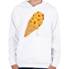 PRINTFASHION Pizza fagyi - Gyerek kapucnis pulóver - Fehér gyerek pulóver, kardigán
