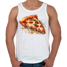 PRINTFASHION Pizza - Férfi atléta - Fehér atléta, trikó