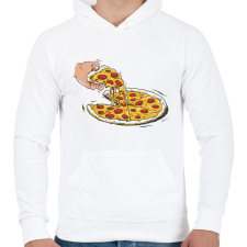 PRINTFASHION Pizza - Férfi kapucnis pulóver - Fehér férfi pulóver, kardigán
