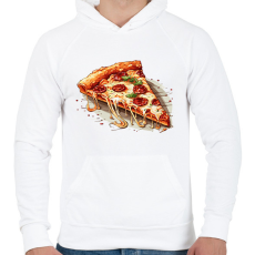PRINTFASHION Pizza - Férfi kapucnis pulóver - Fehér