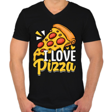 PRINTFASHION pizza - Férfi V-nyakú póló - Fekete férfi póló