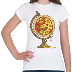 PRINTFASHION Pizza földgömb - Női póló - Fehér