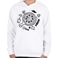 PRINTFASHION pizza - Gyerek kapucnis pulóver - Fehér
