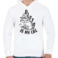 PRINTFASHION Pizza is my life - Férfi kapucnis pulóver - Fehér