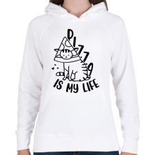 PRINTFASHION Pizza is my life - Női kapucnis pulóver - Fehér női pulóver, kardigán