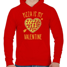 PRINTFASHION Pizza is my valentine - Férfi kapucnis pulóver - Piros férfi pulóver, kardigán