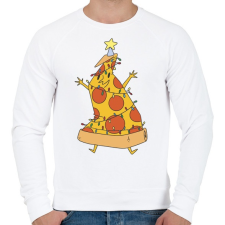 PRINTFASHION Pizza karácsonyfa - Férfi pulóver - Fehér férfi pulóver, kardigán